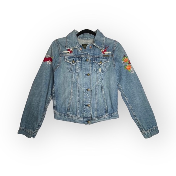 Lucky Brand Jackets & Blazers - Rare: Lucky ✌︎︎ Tattoo Hummingbird Embroidery Denim Jacket ✌︎︎ True Love ✌︎︎ Med